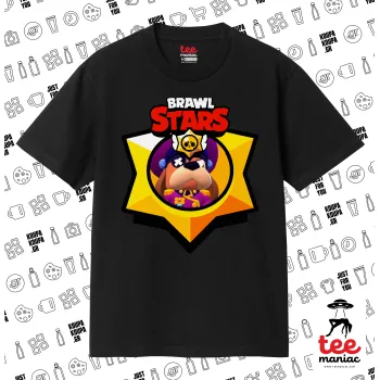 Brawl Stars Ruffs, Κλασικό T-Shirt, διπλής ραφής, χωρίς πλευρικές ραφές ΜΑΥΡΟ από 100% βαμβάκι. Vegan & OEKO-TEX πιστοποιημένο.