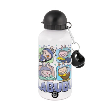 Labubu, Metal water bottle, White, aluminum 500ml