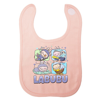 Labubu, Σαλιάρα με Σκρατς ΡΟΖ 100% Organic Cotton (0-18 months)