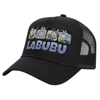 Labubu, Trucker Hat with Mesh, Black, (COTTON, KIDS, UNISEX, ONE SIZE)