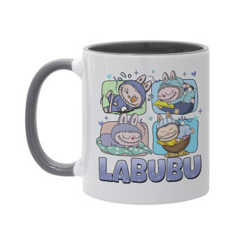 Labubu, Κούπα χρωματιστή γκρι, κεραμική, 330ml