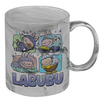 Labubu, Κούπα κεραμική, marble style (μάρμαρο), 330ml