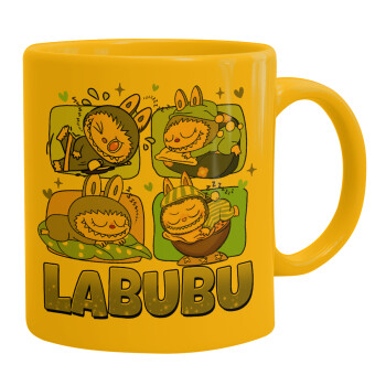 Labubu, Κούπα, κεραμική κίτρινη, 330ml