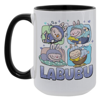 Labubu, Κούπα Mega 15oz, κεραμική Μαύρη, 450ml