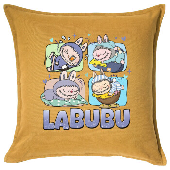 Labubu, Sofa cushion YELLOW 50x50cm includes filling