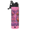 Metallic water bottle with safety lid, 850ml aluminum