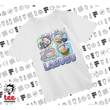 Labubu, Άνετο παιδικό T-Shirt ΛΕΥΚΟ από 100% βαμβάκι, για κάθε μέρα. Vegan & OEKO-TEX πιστοποιημένο.