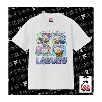 Labubu, Κλασικό T-Shirt, διπλής ραφής, χωρίς πλευρικές ραφές ΛΕΥΚΟ από 100% βαμβάκι. Vegan & OEKO-TEX πιστοποιημένο.