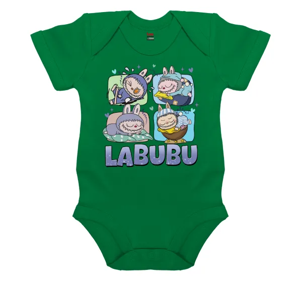 Labubu — Short-sleeve baby bodysuit, GREEN, 100% organic cotton