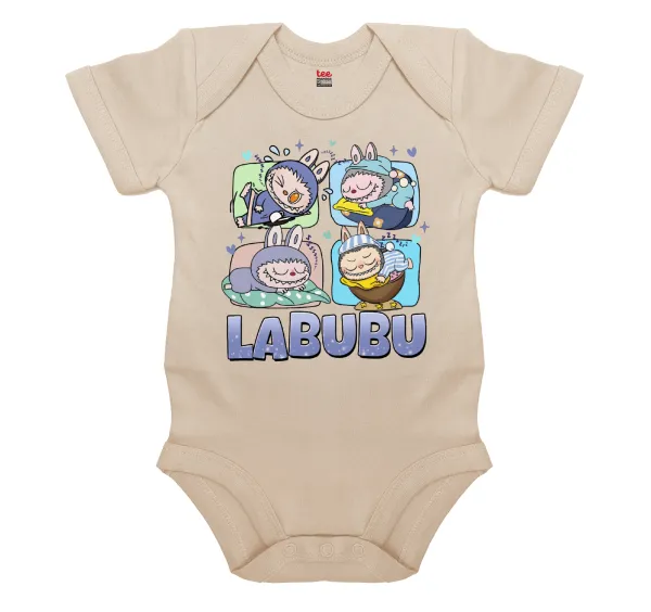 Labubu — Βρεφικό φορμάκι μωρού, 0-18 μηνών, Natural, 100% Organic Cotton, κοντομάνικο