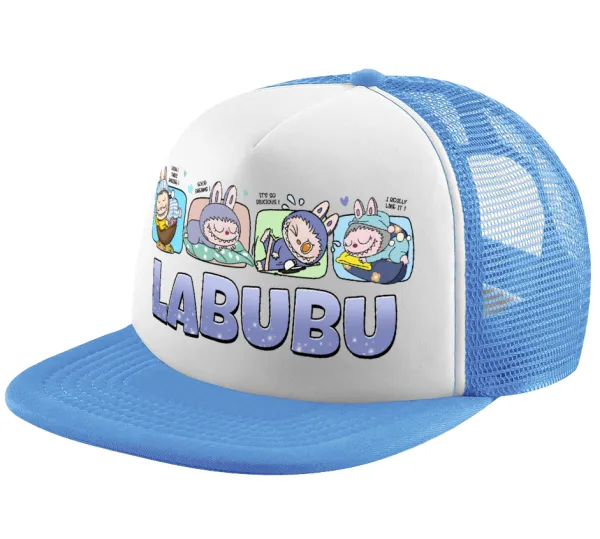 Labubu — Child's Soft Trucker Hat with Blue/White Mesh (POLYESTER, CHILD, ONE SIZE)