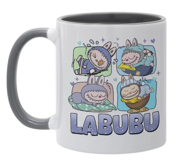 Labubu — Κούπα χρωματιστή γκρι, κεραμική, 330ml