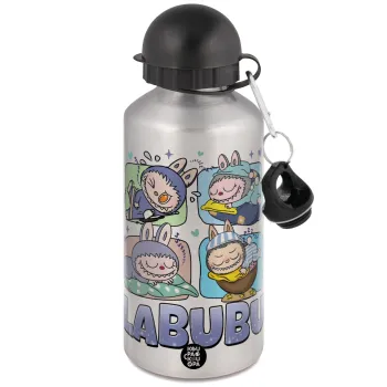 Labubu, Μεταλλικό παγούρι νερού, Ασημένιο, αλουμινίου 500ml