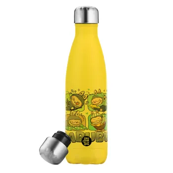 Labubu, Yellow Stainless Steel Metallic Thermos, double-walled, 500ml