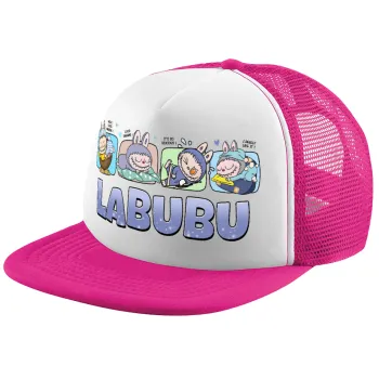 Labubu, Καπέλο Ενηλίκων Soft Trucker με Δίχτυ Pink/White (POLYESTER, ΕΝΗΛΙΚΩΝ, UNISEX, ONE SIZE)
