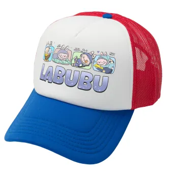 Labubu, Καπέλο Ενηλίκων Soft Trucker με Δίχτυ Red/Blue/White (POLYESTER, ΕΝΗΛΙΚΩΝ, UNISEX, ONE SIZE)