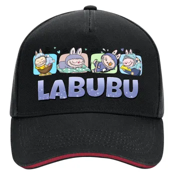 Labubu, DRILL Adult Ultimate Hat BLACK/RED, (100% COTTON, ADULT, UNISEX, ONE SIZE)