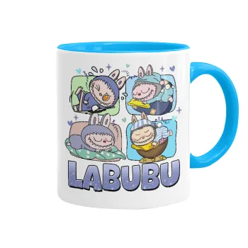 Labubu, Κούπα χρωματιστή γαλάζια, κεραμική, 330ml