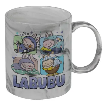Labubu, Κούπα κεραμική, marble style (μάρμαρο), 330ml