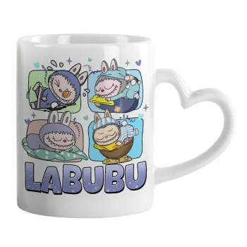 Labubu, Mug heart handle, ceramic, 330ml
