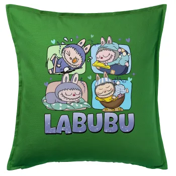 Labubu, Μαξιλάρι καναπέ Πράσινο 100% βαμβάκι, περιέχεται το γέμισμα (50x50cm)