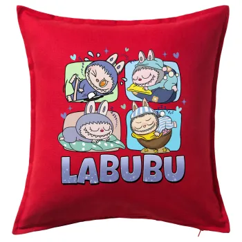 Labubu, Sofa cushion RED 50x50cm includes filling