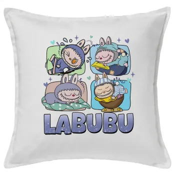Labubu, Μαξιλάρι καναπέ ΛΕΥΚΟ 100% βαμβάκι, περιέχεται το γέμισμα (50x50cm)