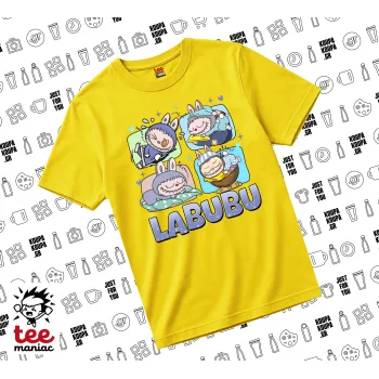 Labubu, yellow childrens T-Shirt made of 100% cotton, for every day. Vegan & OEKO-TEX certified.