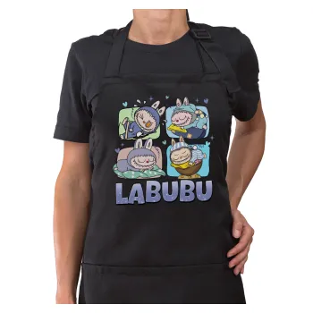 Labubu, Ποδιά μακριά Σεφ ολόσωμη με τσέπες Μαύρη (ΕΝΗΛΙΚΩΝ)