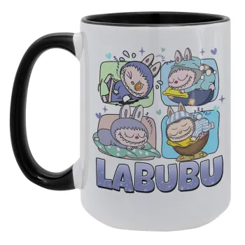 Labubu, Κούπα Mega 15oz, κεραμική Μαύρη, 450ml