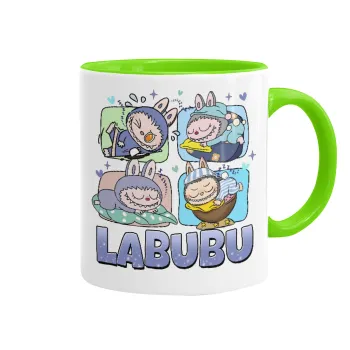 Labubu, Mug colored light green, ceramic, 330ml