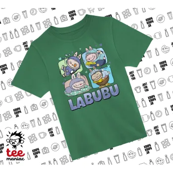 Labubu, Άνετο παιδικό T-Shirt ΠΡΑΣΙΝΟ από 100% βαμβάκι, για κάθε μέρα. Vegan & OEKO-TEX πιστοποιημένο.