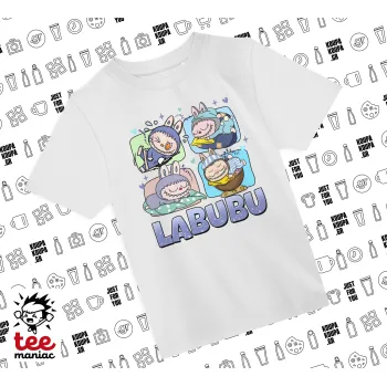 Labubu, Άνετο παιδικό T-Shirt ΛΕΥΚΟ από 100% βαμβάκι, για κάθε μέρα. Vegan & OEKO-TEX πιστοποιημένο.