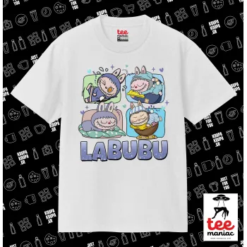 Labubu, Κλασικό T-Shirt, διπλής ραφής, χωρίς πλευρικές ραφές ΛΕΥΚΟ από 100% βαμβάκι. Vegan & OEKO-TEX πιστοποιημένο.