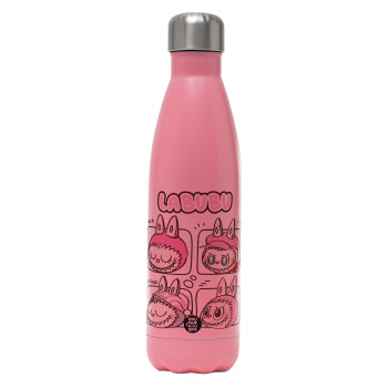 Labubu pink, Metal mug thermos Pink Mat (Stainless steel), double wall, 500ml