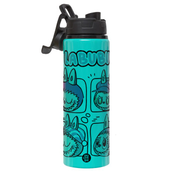 Labubu pink, Μεταλλικό παγούρι νερού με καπάκι ασφαλείας, αλουμινίου 850ml