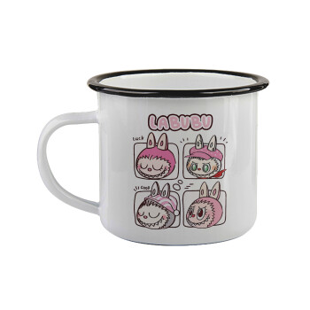 Labubu pink, Κούπα εμαγιέ με μαύρο χείλος 360ml