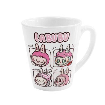 Labubu pink, Κούπα κωνική Latte Λευκή, κεραμική, 300ml