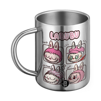 Labubu pink, Ανοξείδωτη Μεταλλική Κούπα 450ml - Διπλού Τοιχώματος