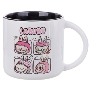 Labubu pink, Κούπα κεραμική 400ml Λευκή/Μαύρη