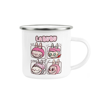 Labubu pink, Κούπα Μεταλλική εμαγιέ λευκη 360ml