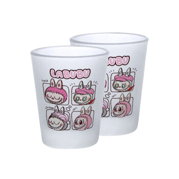 Labubu pink, Σφηνοπότηρα γυάλινα 45ml του πάγου (2 τεμάχια)