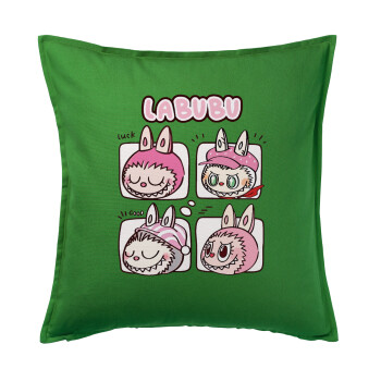 Labubu pink, Sofa cushion Green 50x50cm includes filling