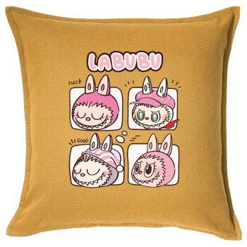 Labubu pink, Sofa cushion YELLOW 50x50cm includes filling