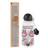 Easter Set, metallic aluminum water bottle (500ml) & aromatic flat Easter candle (30cm) (GRAY)