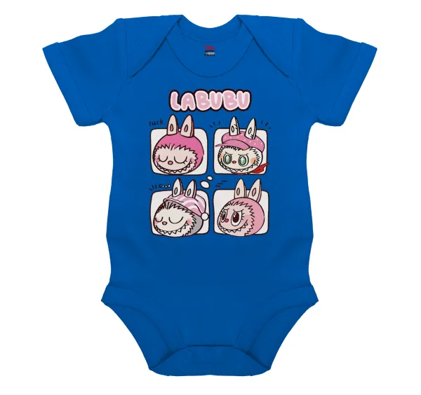 Labubu pink — Βρεφικό φορμάκι μωρού, Μπλε Κοβαλτίου, 100% Organic Cotton, κοντομάνικο