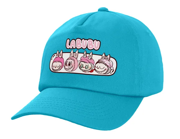 Labubu pink — Καπέλο παιδικό Baseball, 100% Βαμβακερό Twill, Γαλάζιο (ΒΑΜΒΑΚΕΡΟ, ΠΑΙΔΙΚΟ, UNISEX, ONE SIZE)