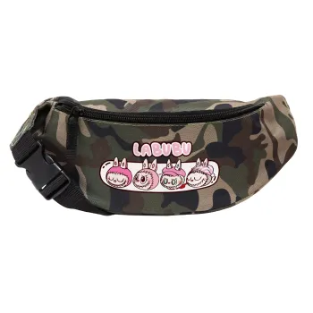 Labubu pink, Unisex waist bag (banana) in Jungle camouflage color with 2 pockets