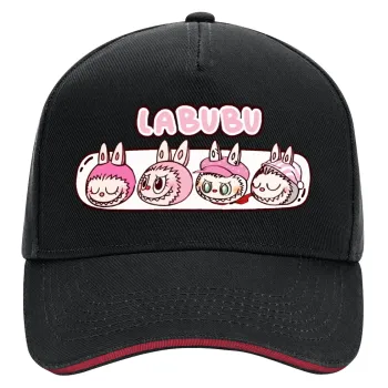 Labubu pink, DRILL Adult Ultimate Hat BLACK/RED, (100% COTTON, ADULT, UNISEX, ONE SIZE)