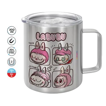 Labubu pink, Mug Stainless steel double wall 300ml